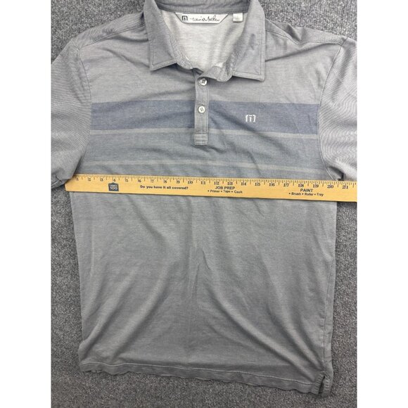 Travis Mathew Polo Shirt Men's Large Gray Stripe Pocket Short Sleeve Button - Picture 4 of 6